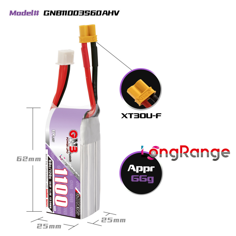 GNB 1100 mAh 2S 3S 4S 6S 60C/1 – Nano Quad Fpv Bewertung und Preis